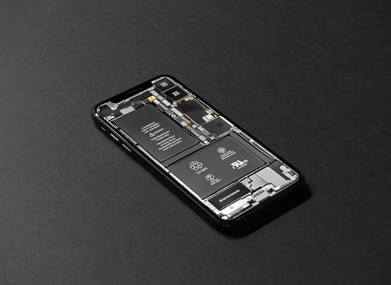 See-through view of a smartphone circuit board