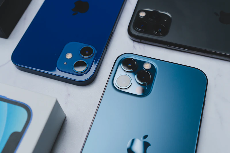 Smartphones showing rear camera modules